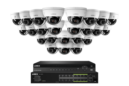 Lorex Elite Series 4K 32 Camera Capable 8TB Wired NVR System with 8MP (4K) A10 IP Dome Cameras