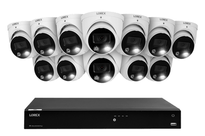 Lorex Fusion Series 4K 16 Camera Capable (Wired or Fusion Wi-Fi) 4TB Wired NVR System with H13 IP Dome Cameras