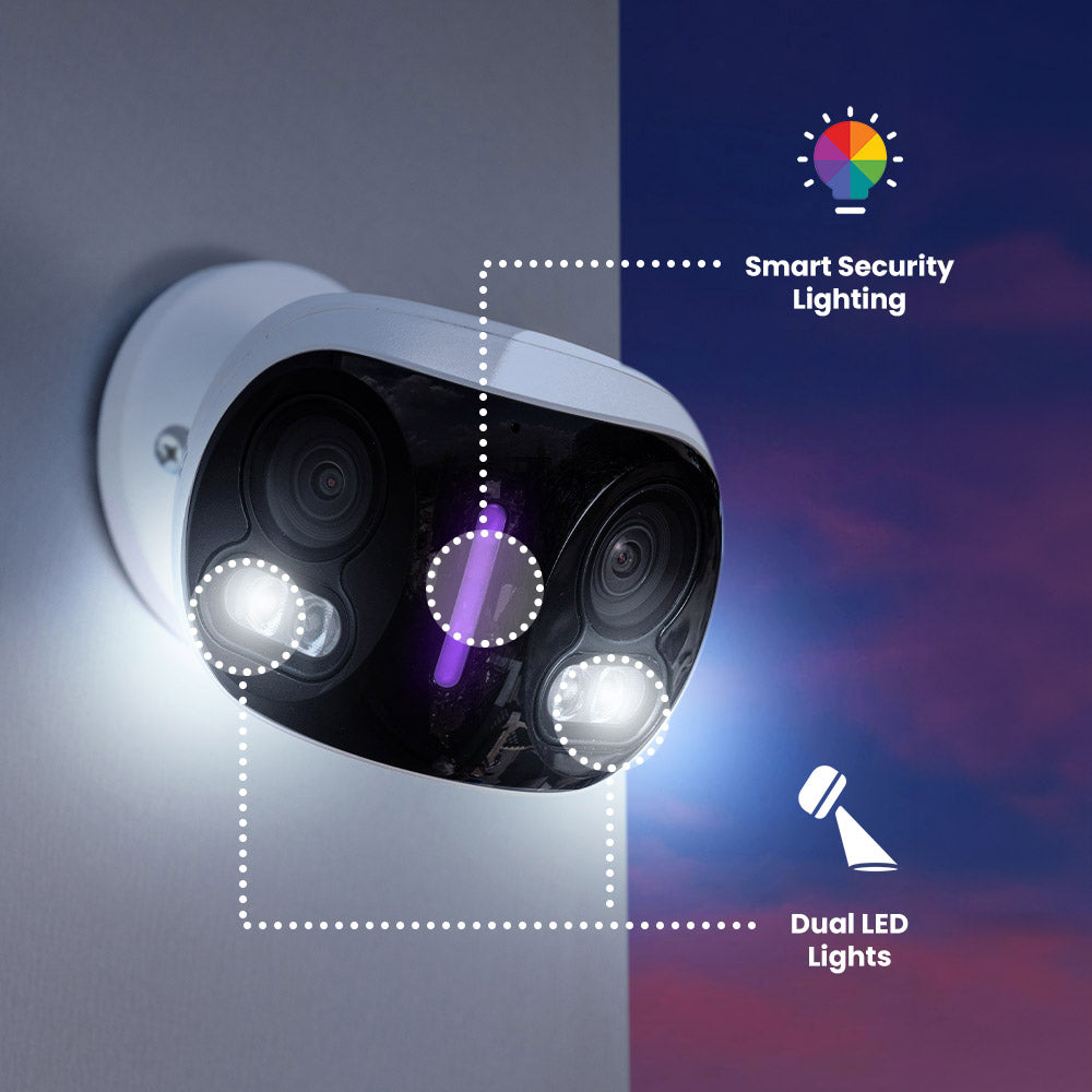 Lorex H20 4K IP Wired Dual Lens Security Camera with Smart Security Lighting and Smart Motion Detection - Open Box