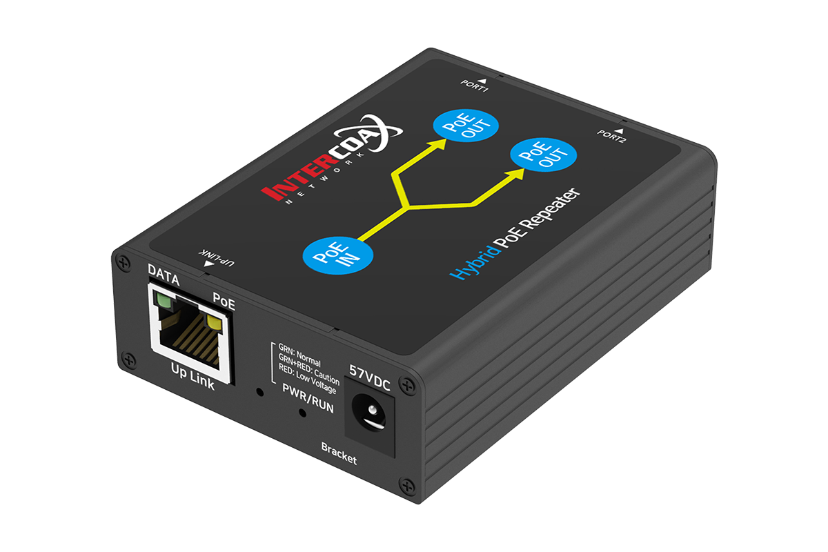 2 Port PoE+ Repeater (100m/300ft 1-in 2-out Daisy Chain PoE Repeater)