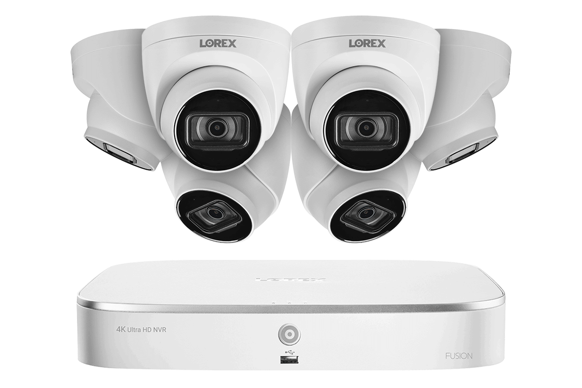 8-Channel Fusion NVR System with 4K (8MP) IP Dome Cameras with Listen-In Audio