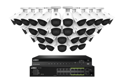 Lorex Elite Series 4K 32 Camera Capable 8TB Wired NVR System with 4MP (2K) A4 IP Bullet Cameras