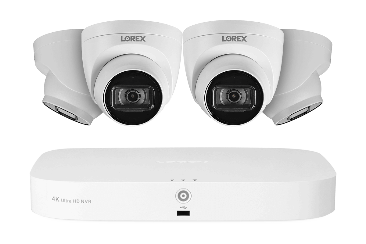 8-Channel Fusion NVR System with 4K (8MP) IP Dome Cameras with Listen-In Audio