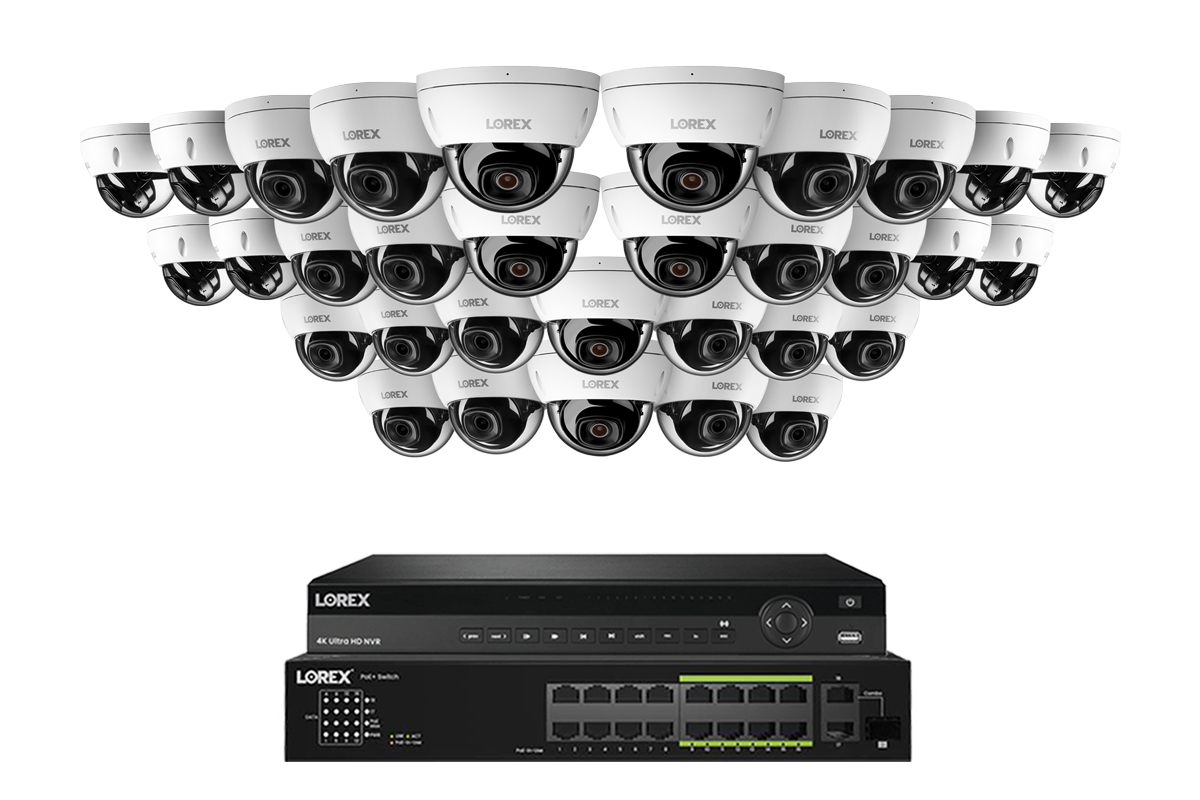 Lorex Elite Series 4K 32 Camera Capable 6TB Wired NVR System with 4MP (2K) A4 IP Dome Cameras