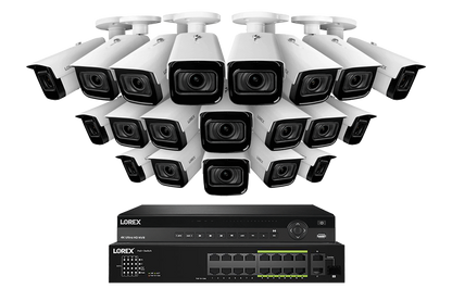 Lorex 4K (32 Camera Capable) 6TB Wired NVR System with Nocturnal 3 Smart IP Bullet Cameras Featuring Motorized Varifocal Lens and 30FPS Recording