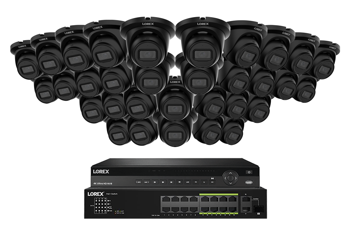 Lorex Elite Series 4K 32 Camera Capable 8TB Wired NVR System with 4MP (2K) A4 IP Turret Cameras