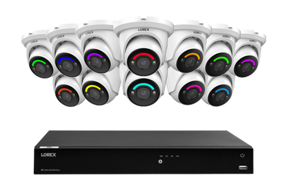 Lorex Fusion Series 4K 16 Camera Capable (Wired or Fusion Wi-Fi) 6TB Wired NVR System with H12 Wired 4K IP Dome Cameras
