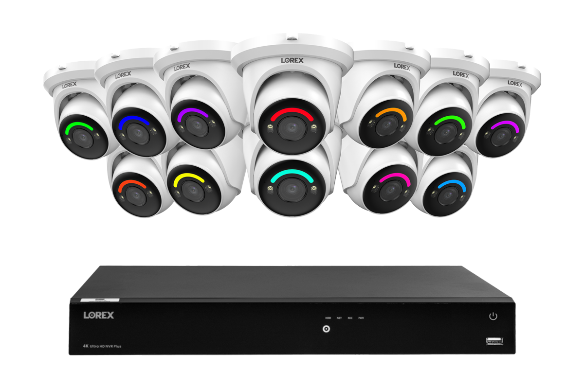 Lorex Fusion Series 4K 16 Camera Capable (Wired or Fusion Wi-Fi) 4TB Wired NVR System with H12 Wired 4K IP Dome Cameras