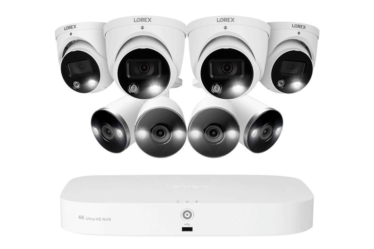8-Channel Fusion NVR System with Dome and Bullet Smart Deterrence 4K IP Cameras