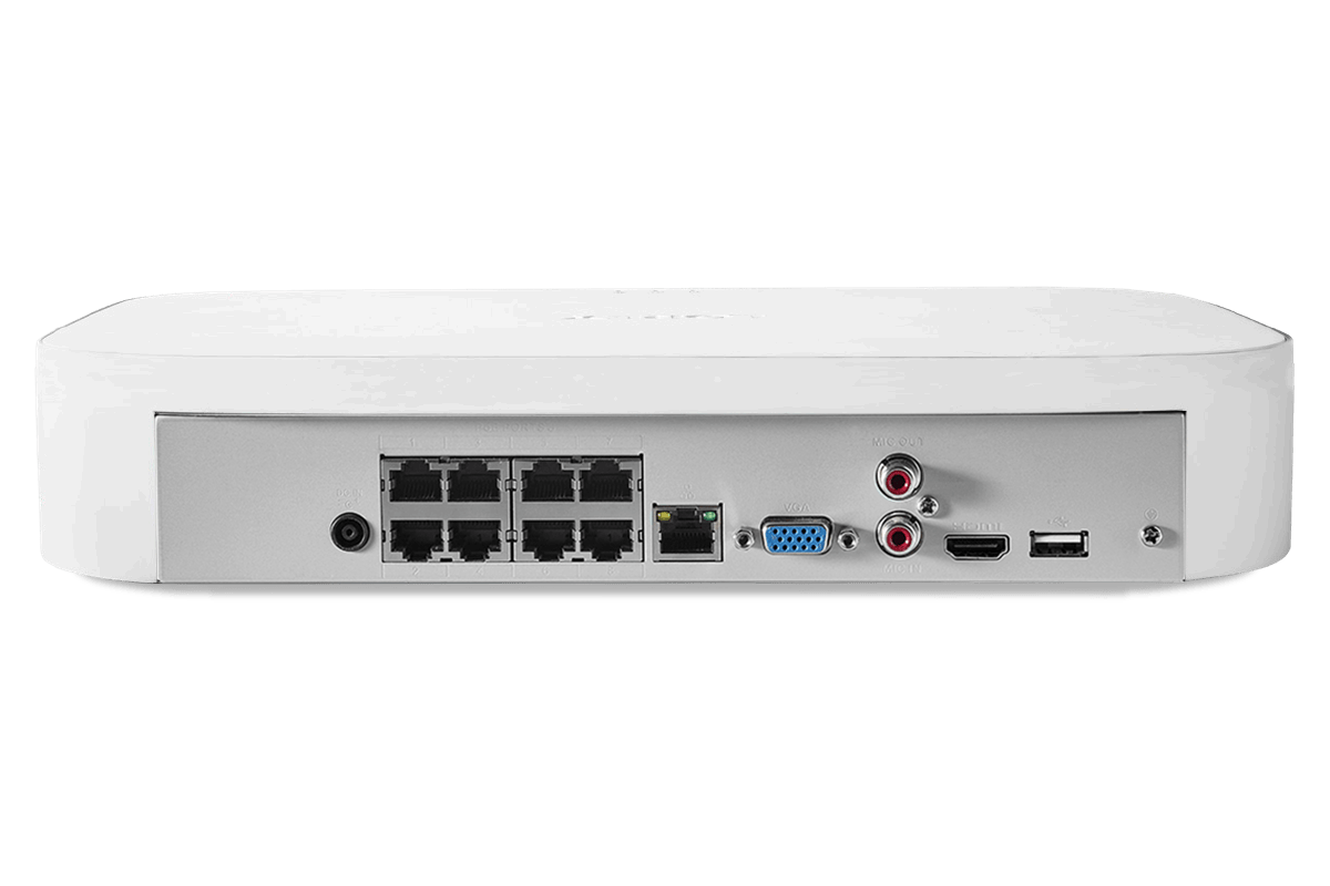 8-Channel NVR Fusion System with Six 4K (8MP) IP Cameras, HD Smart Indoor Wi-Fi Security Camera and Wi-Fi Floodlight Camera