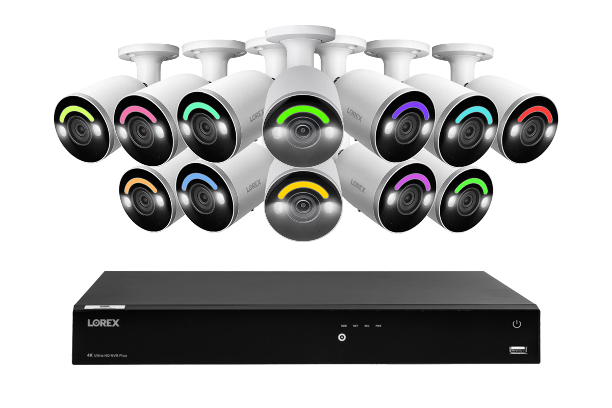 Lorex Fusion Series 4K 16 Camera Capable (Wired or Fusion Wi-Fi) 6TB Wired NVR System with H12 Wired 4K IP Bullet Cameras