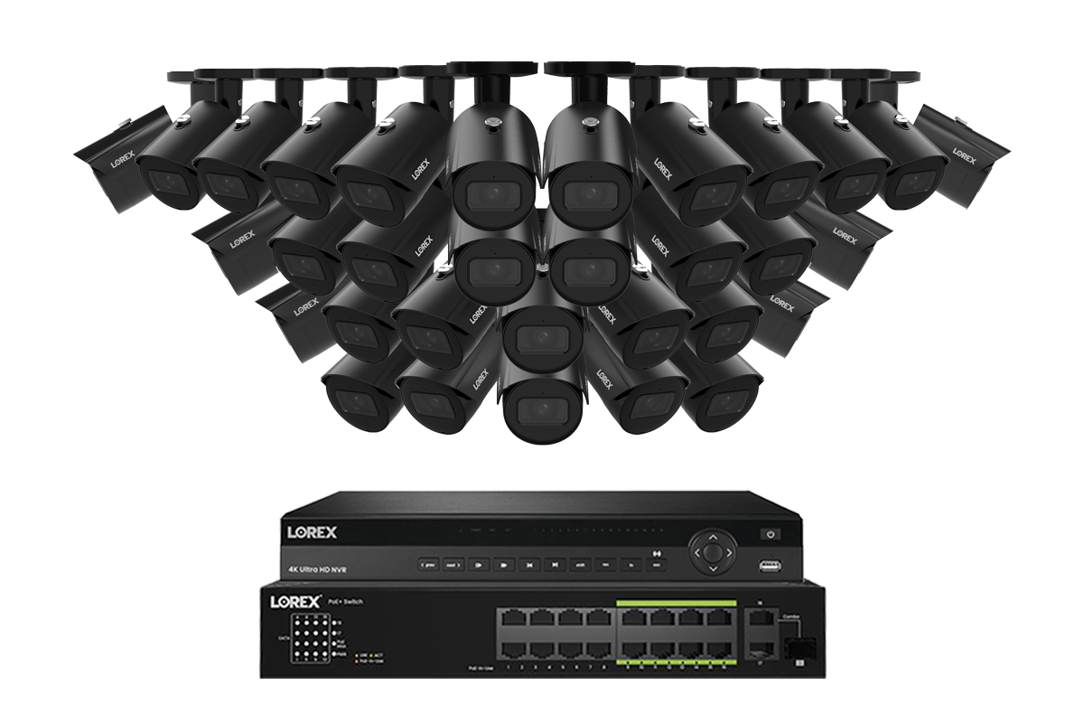 Lorex Elite Series 4K 32 Camera Capable 6TB Wired NVR System with 4MP (2K) A4 IP Bullet Cameras