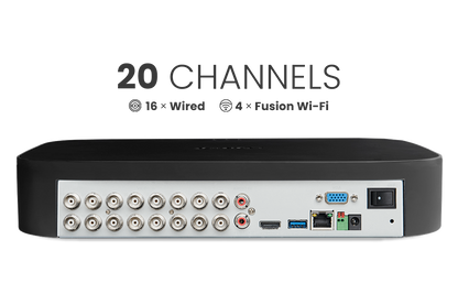 Lorex Classic Fusion Series 4K 20-Channel (16 Wired + 4 Fusion Wi-Fi) 1TB DVR Wired System with 1080p Analog Bullet Security Cameras