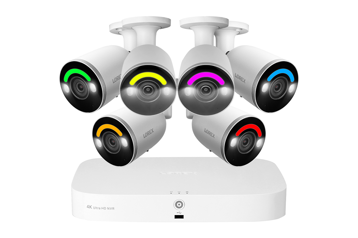 Lorex Fusion 4K 16 Camera Capable (8 Wired + 8 Fusion Wi-Fi) 2TB Wired NVR System with IP Bullet Cameras Featuring Smart Security Lighting