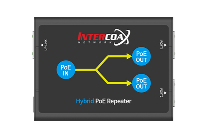 2 Port PoE+ Repeater (100m/300ft 1-in 2-out Daisy Chain PoE Repeater)