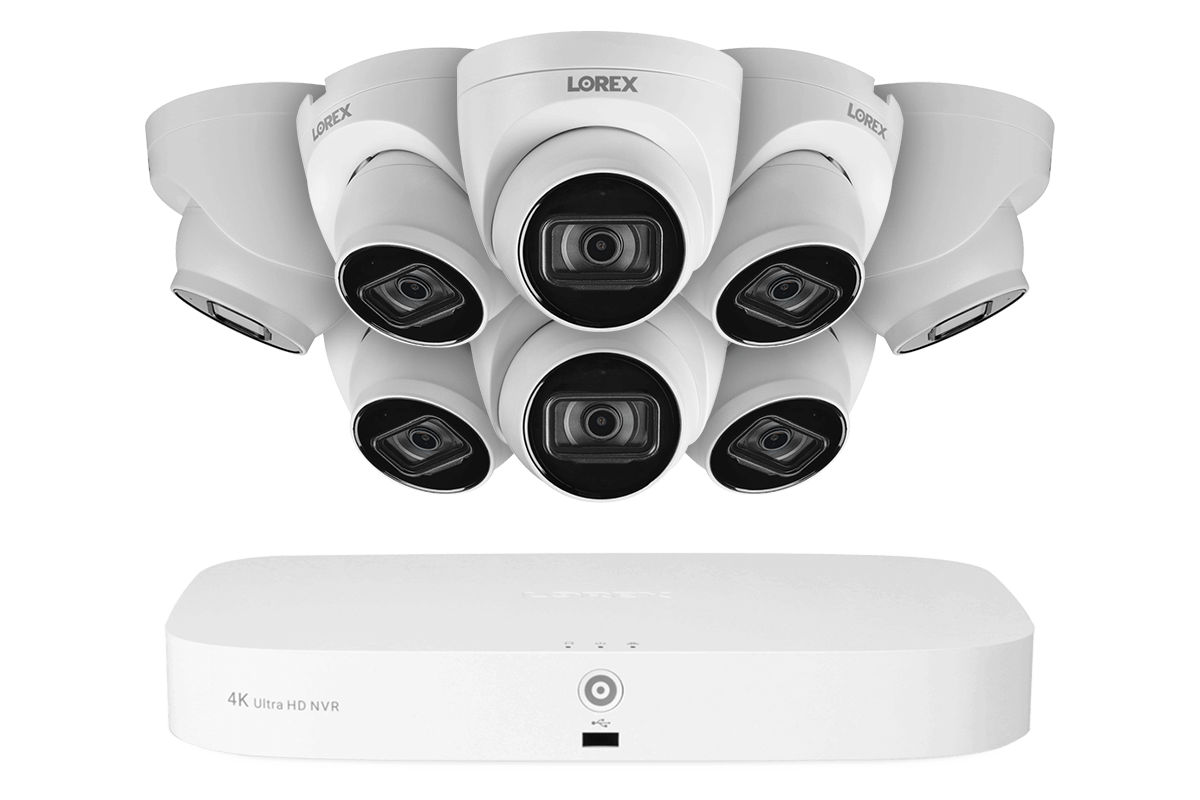 8-Channel Fusion NVR System with 4K (8MP) IP Dome Cameras with Listen-In Audio