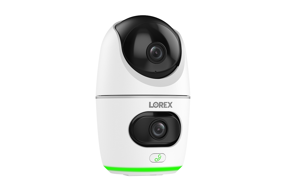 Lorex 2K Dual Lens Indoor Pan-Tilt Wi-Fi Security Camera (32GB) - Open Box
