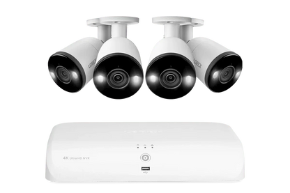Lorex Fusion 4K 16-Camera Capable (8 Wired + 8 Wi-Fi) 2TB NVR System with 4 Bullet Cameras Featuring Smart Deterrence and 2-Way Audio